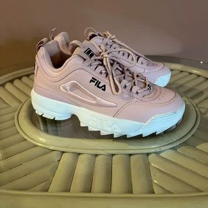 Fila Disrupter II 3D Embroider Rose Pink Womens Size 8 Sneakers 💕👟